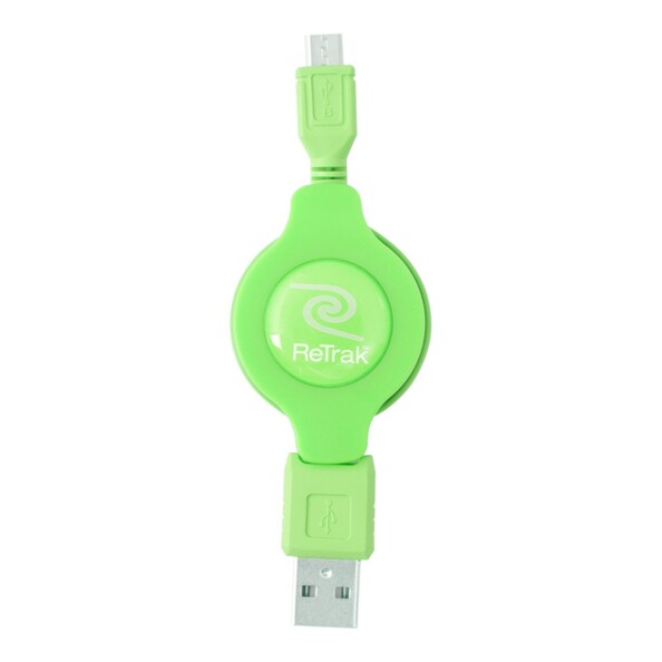 Aufrollbares USB-auf-Micro-USB-Kabel – 1 m – Grün