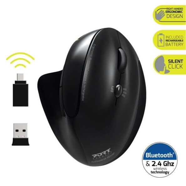 Ergonomische vertikale 2,4-GHz-Akkumaus mit Bluetooth-Funktion