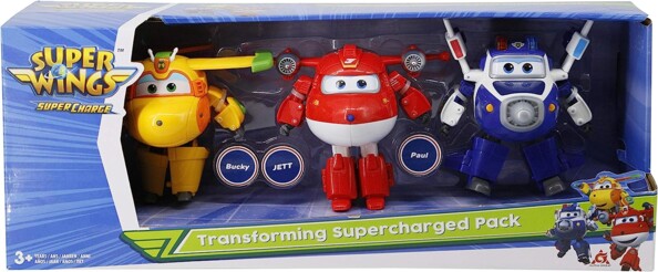 3 wandelbare Roboterfiguren aus Super Wings Staffel 4
