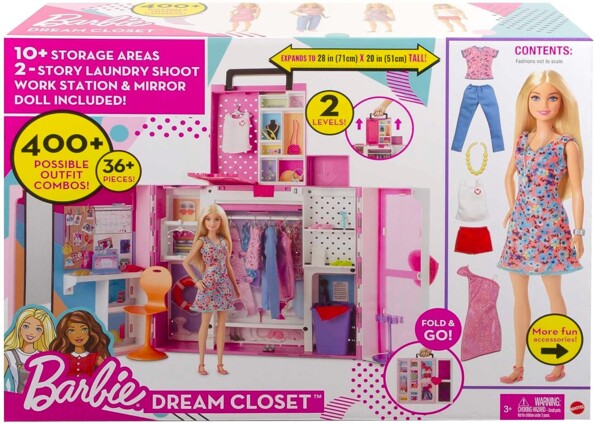 Barbie-Deluxe-Kleiderschrank mit Puppe und Kleidung
