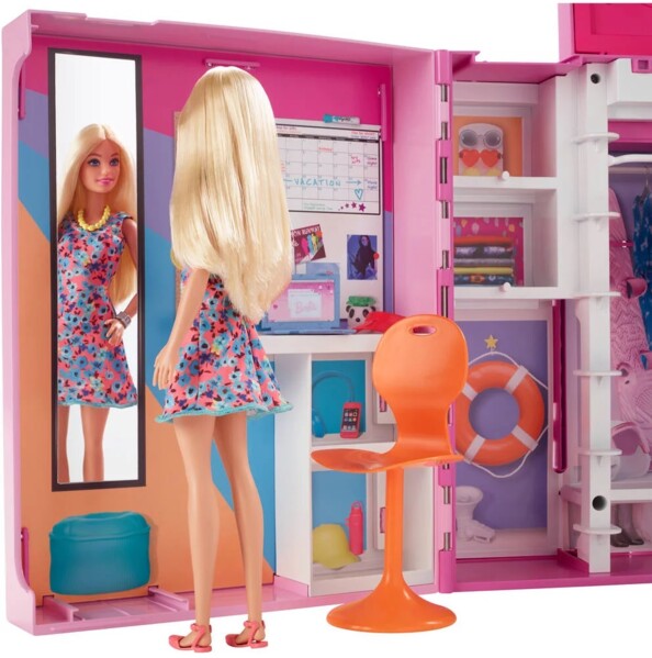 Barbie-Deluxe-Kleiderschrank mit Puppe und Kleidung