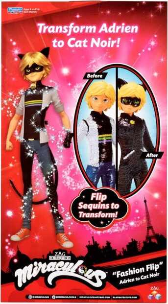 Artikulierte Figur mit umkehrbaren Pailletten Adrien als schwarzer Kater aus Mir