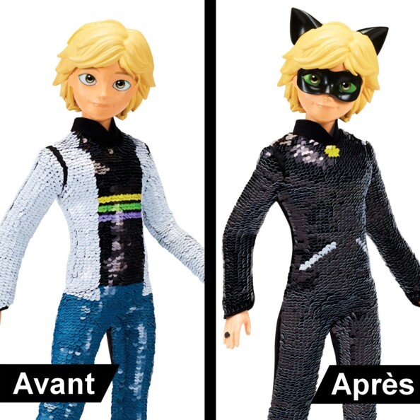 Artikulierte Figur mit umkehrbaren Pailletten Adrien als schwarzer Kater aus Mir