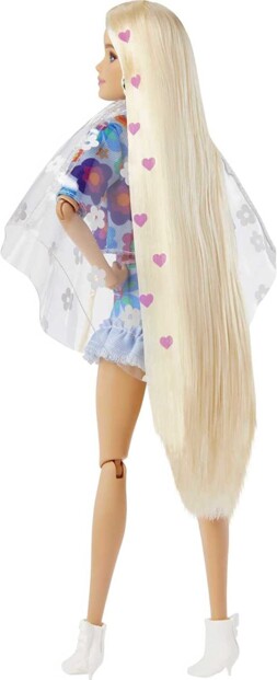 Barbie Extra Puppe mit Blumenkleid und Häschen