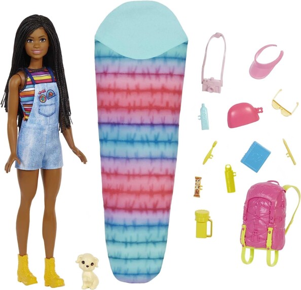 Barbie-Puppe Familie Brooklyn beim Camping mit Zubehör