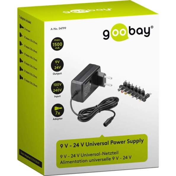 24-W-Universal-Netzteil mit 7 Adaptern