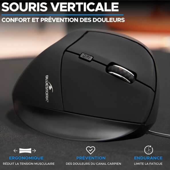 M-W-ERGO Ergonomische Kabelmaus mit 7600 dpi