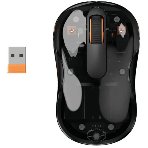 Transparente kabellose Phantom Maus – Schwarz