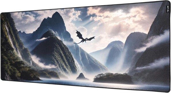XXL-Gaming-Mauspad 900 x 400 mm mit genähten Kanten – Drache