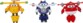 3 wandelbare Roboterfiguren aus Super Wings Staffel 4