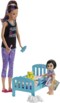 Babysitter Barbiepuppe-Set mit kleinem Mädchen und Bettchen